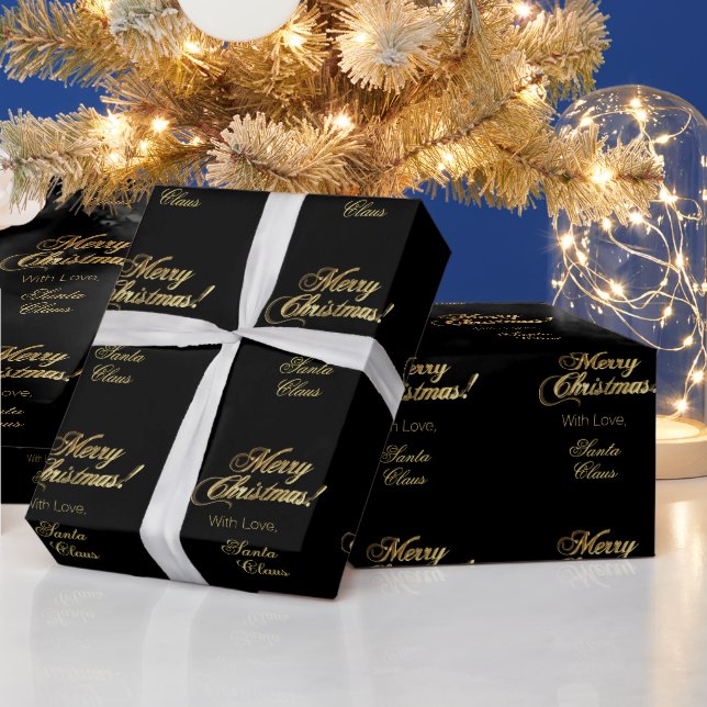 Elegant God jul Script Black och Guld Presentpapper (Helgdagar)