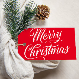 Elegant God jul Script Red Helgdag Presentetikett