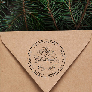 Elegant God jul Script-Returadress Självfärgande Stämpel