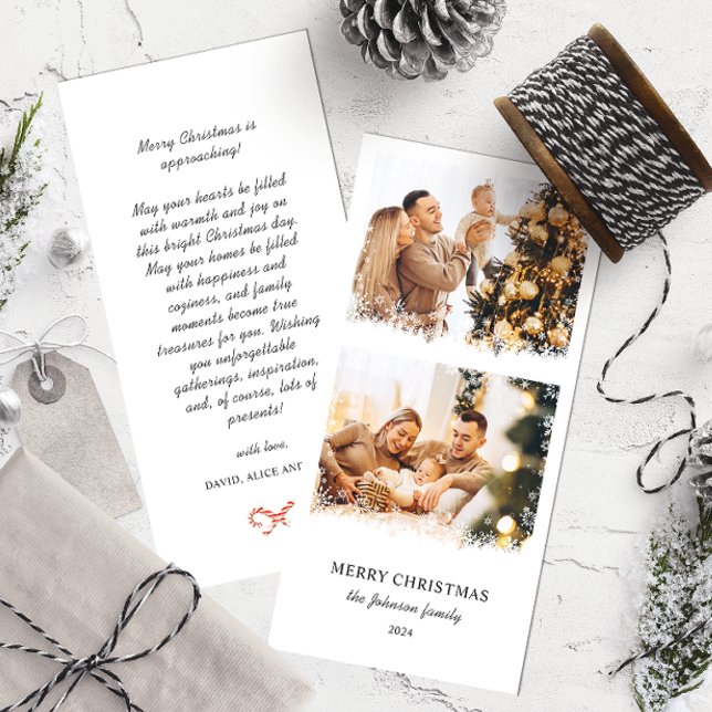 Elegant God jul Snowflake Ram Two Photo Julkort (Skapare uppladdad)