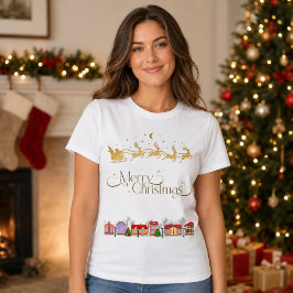 Elegant God Jul Tomte Släd Dam- T Shirt