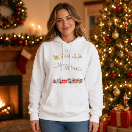Elegant God Jul Tomte Släde Dam Vit T Shirt