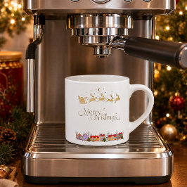 Elegant God Jul Tomte Släde Espresso Kopp Espressomugg