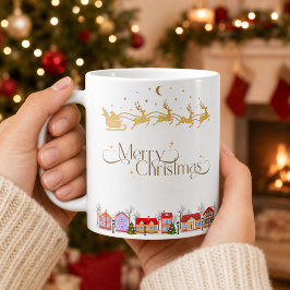 Elegant God Jul Tomte Sleigh och By Kaffemugg