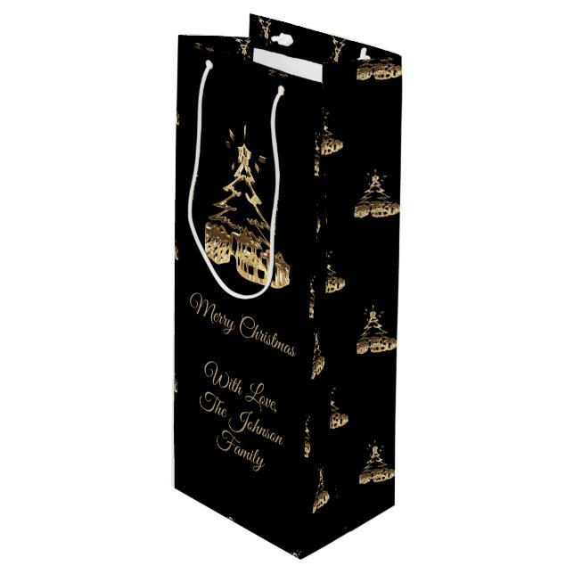 Elegant God jul Träd Black och Guld (Framsidan Vinklad)