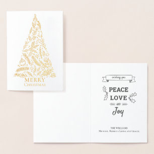Elegant God jul Träd Winter Foliage Guld Folierat Kort
