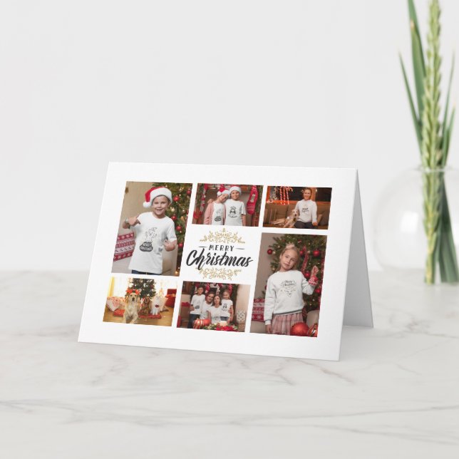 Elegant God jul Typografi Fotokollage Helgkort (Framsida)