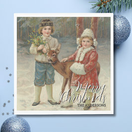 Elegant God Jul Vinter Barn Pappersservett