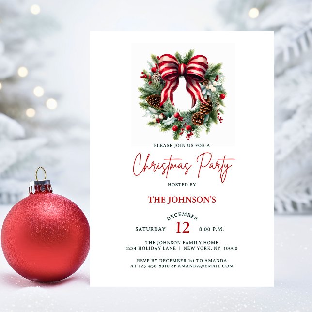Elegant God Jul WandeHouse Corporate Party Inbjudningar (Elegant Christmas Wreath House Corporate Party Invitation)