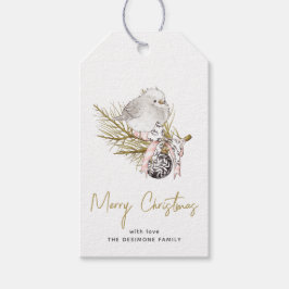 Elegant God jul Winter Bird Guld Presentetikett