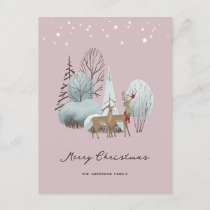 Elegant God jul Winter Scene Buck Doe Helg Vykort