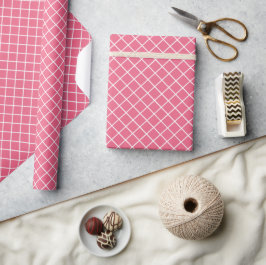 Elegant godis rosa röd vit rutig mönster presentpapper