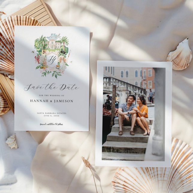 Elegant Gods | Personligt bröllp Vapensköld Spara Datumet (Skapare uppladdad)