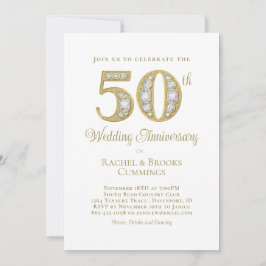 Elegant Gold 50th Wedding Anniversary Invitation Julkort