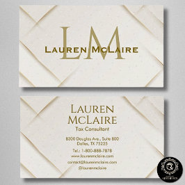 Elegant Gold Accent Monogram Business Card Visitkort