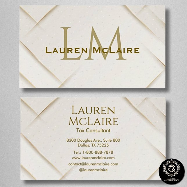 Elegant Gold Accent Monogram Business Card Visitkort (Skapare uppladdad)