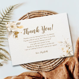 Elegant Gold and Beige Flower Bridal Shower Tack Kort