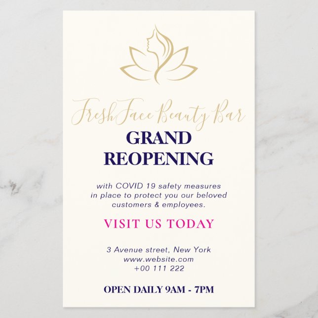 Elegant gold and black beauty salon flygblad (Framsidan)