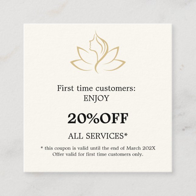 Elegant gold and black beauty salon rabattkort (Framsida)