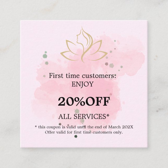 Elegant gold and black beauty salon rabattkort (Framsida)