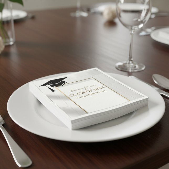 Elegant Gold and Black Graduation Party Pappersservett (Skapare uppladdad)