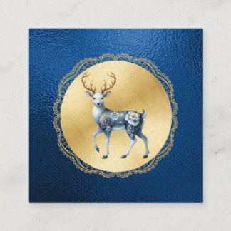 Elegant Gold and Blue Christmas Enclosure Note Tilläggskort