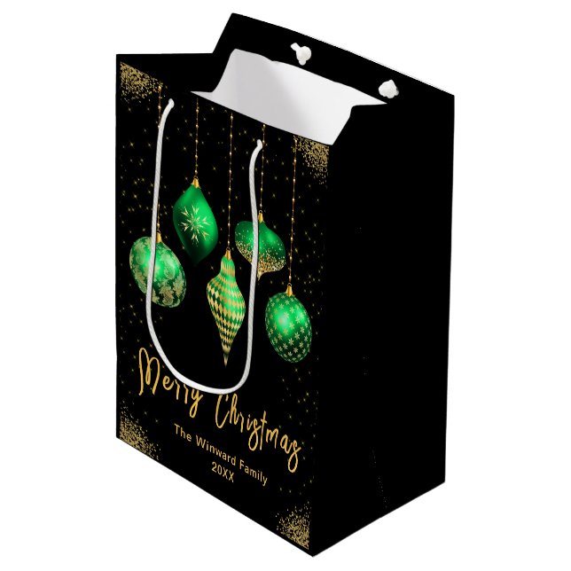 Elegant Gold and Green Ornament Christmas (Framsidan Vinklad)