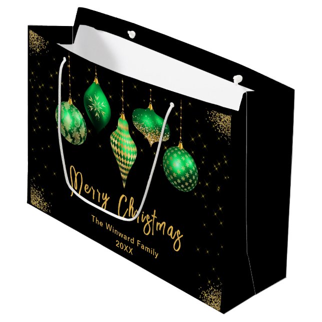 Elegant Gold and Green Ornament Christmas (Framsidan Vinklad)
