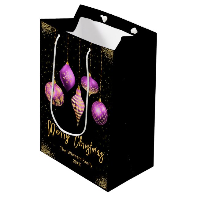 Elegant Gold and Purple Ornament Christmas (Framsidan Vinklad)