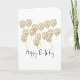 Elegant Gold Balloon Happy Birthday Kort