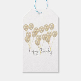 Elegant Gold Balloon Happy Birthday Presentetikett