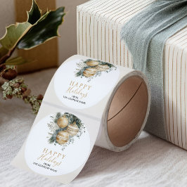 Elegant gold Baubles Greenery Christmas Holidays Runt Klistermärke