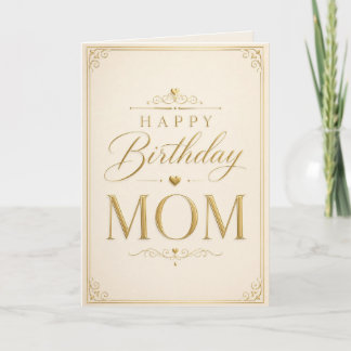 Elegant Gold Birthday Card for Mom Kort
