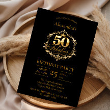 Elegant Gold Black 50th Birthday Celebration