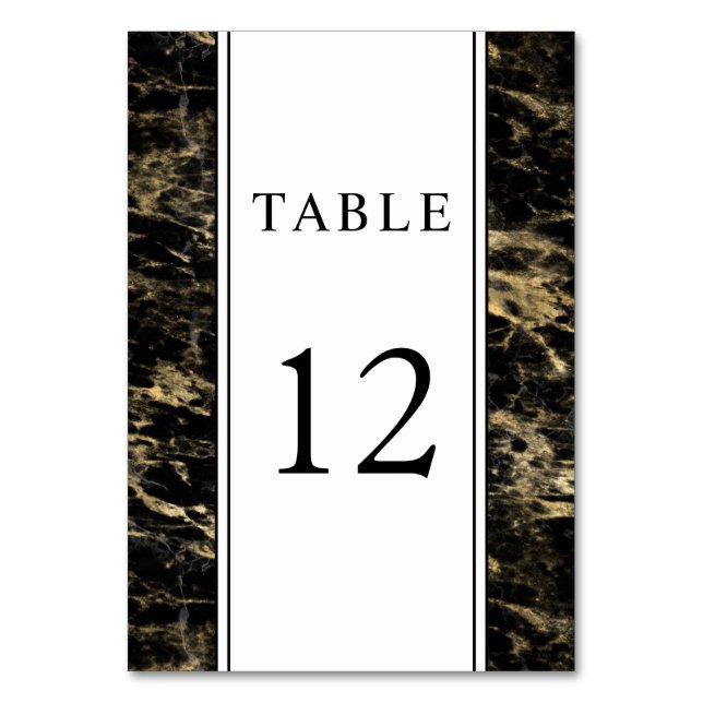 Elegant Gold Black Marble Wedding Bordsnummer (Framsidan)