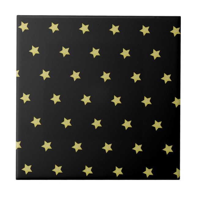 Elegant Gold & Black Star Pattern  Kakelplatta (Framsidan)