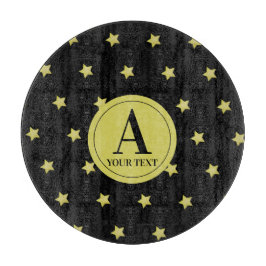 Elegant Gold & Black Star Pattern Monogram