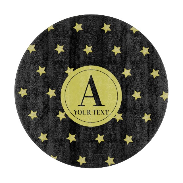Elegant Gold & Black Star Pattern Monogram (Framsidan)