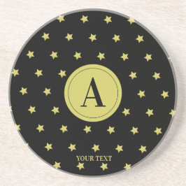 Elegant Gold & Black Star Pattern Monogram Underlägg
