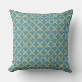 Elegant,Gold Blue Lattice Pattern Kudde