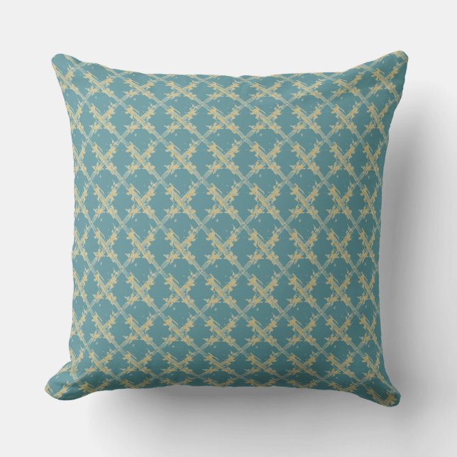 Elegant,Gold Blue Lattice Pattern Kudde (Framsida)