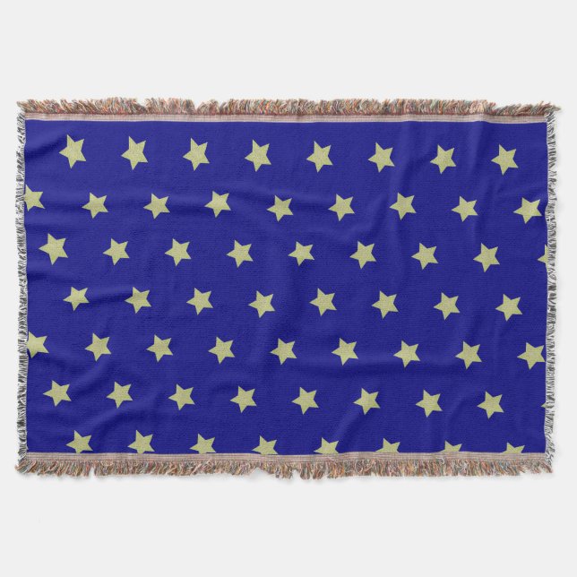 Elegant Gold & Blue Star Pattern  Filt (Framsidan)