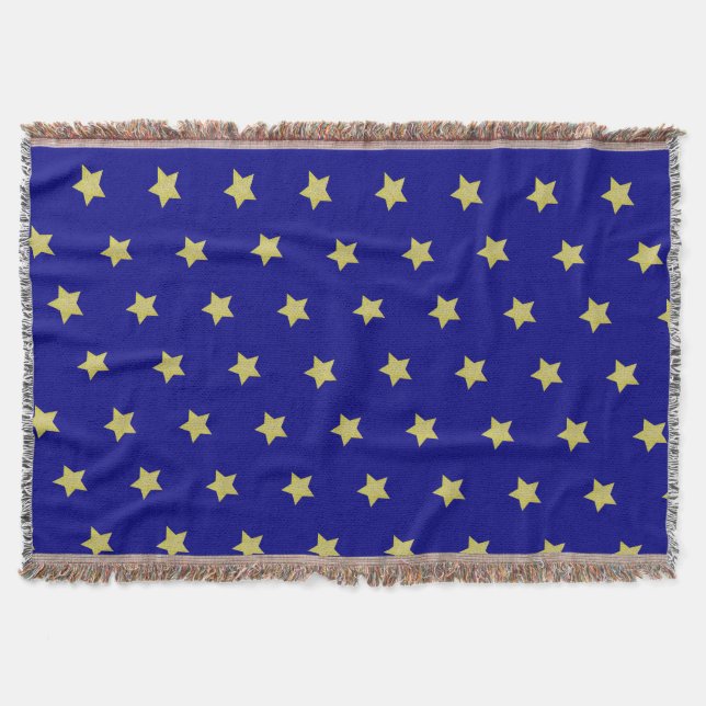 Elegant Gold & Blue Star Pattern  Filt (Framsidan)