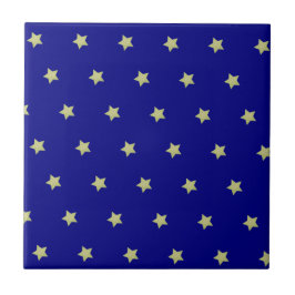 Elegant Gold & Blue Star Pattern  Kakelplatta