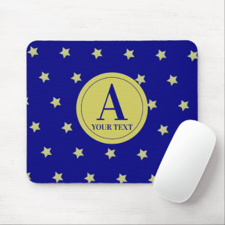 Elegant Gold & Blue Star Pattern Monogram Musmatta