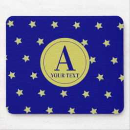 Elegant Gold & Blue Star Pattern Monogram Musmatta