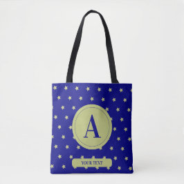 Elegant Gold & Blue Star Pattern Monogram Tygkasse