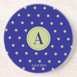 Elegant Gold & Blue Star Pattern Monogram Underlägg