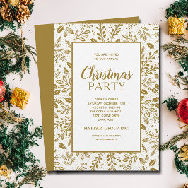 Elegant Gold Botanicals Christmas Party Inbjudningar