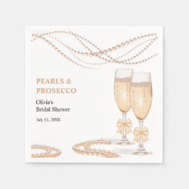 Elegant Gold Bow Pearls and Prosecco Bridal Shower Pappersservett
